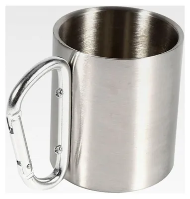 Produktbild von Edelstahl Thermobecher, Tragbarer Campingbecher mit Karabinergriff, Doppelwandig, 220ml, Thermotasse für Reisen, Wandern, Outdoor-Sport