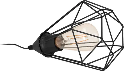 Produktbild von EGLO Tischlampe Tarbes, 1 flammige Vintage Tischleuchte im Retro Look, Nachttischlampe aus Stahl, Farbe: Schwarz, Fassung: E27, inkl. Schalter