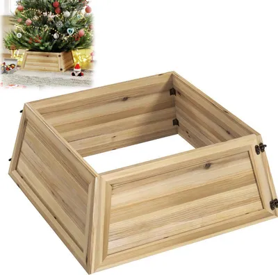 Immagine prodotto di Gonna per albero di Natale 65 x 65 cm Collare per albero di Natale in legno di abete naturale,