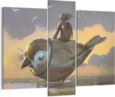 Produktbild von Bild auf Leinwand - Leinwandbild - Fantasie Vogel - 95x80cm - Wand Bild - Wanddeko - Wandbilder - Leinwanddruck - Bilder - Kunstdruck - Wanddekoration - Leinwand bilder - Wandkunst - CB95x80-3933