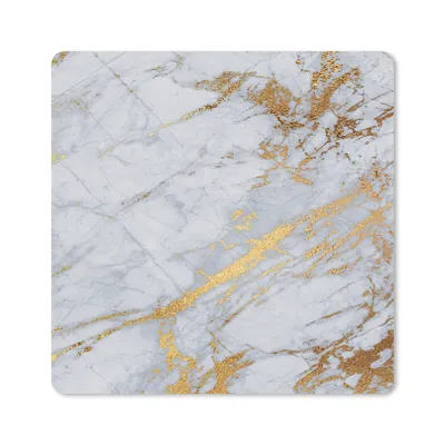 Produktbild von MuchoWow® Mauspad Mousepad Marmor - Grau - Gold 20x20 cm - Mousepads - Maus Mat - Pad - Mausunterlage - Desk Mat - Bureauartikeln