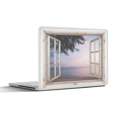 Produktbild von MuchoWow® Laptop Aufkleber Sticker Cover Aussicht - Strand - Palme 32.5x23.5 cm - Sticker für Laptop - Selbstklebend