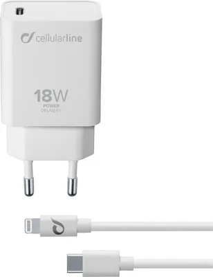 Zdjęcie produktu dla Cellularline ACHIPHKITC2LPD18WW, Wewnętrzna, Prąd przemienny, Biały