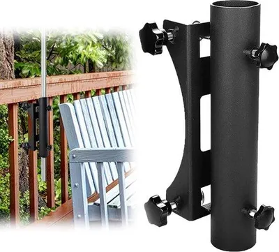 Produktbild von Famanu Balkonklem für Sonnenschirme - Robuste Halterung in Schwarz