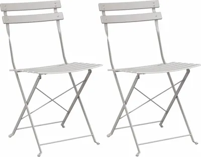 Image de vidaXL : 2 chaises pliantes de jardin, couleur beige, en métal