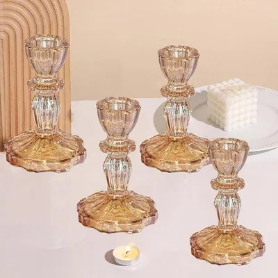 Image de Bougeoirs en verre pour Noël, les mariages et les anniversaires