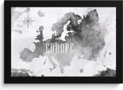 Produktbild von MuchoWow® MuchoWow® Gerahmtes Poster Aquarell - Weltkarte - Schwarz 30x20 cm - Poster mit zchwarzem Bilderrahmen - Kunstdruck - Bild-Poster