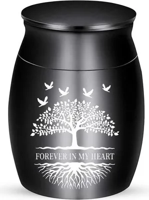 Produktbild von Elegante Mini Urne für Asche - 30 ml - 40x30 mm - Gedenkurne für Haustiere und Menschen - Schwarz