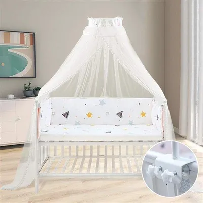 Produktbild von Mückennetz für Himmelbett - Weiß, mit dekorativen Pompons