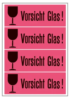 Produktbild von Versandzettel Vorsicht Glas leuchtrot 39x118 mm 1000 St.