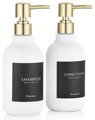 Seifenspender 2er-Set, 500 ml, Kunststoff, goldene Pumpe