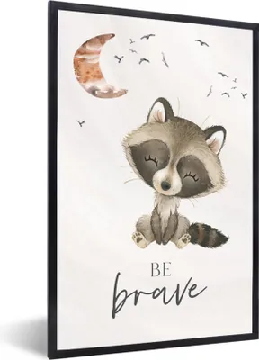 Produktbild von MuchoWow® Gerahmtes Poster Aquarell - Sei mutig - Zitate - Kinder - Jungen - Mädchen 40x60 cm - Poster mit Schwarzem Bilderrahmen Wandposter Rahmen Foto Bilder - Papierdruck - Wandbilder
