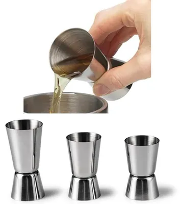 Produktbild von Cocktail Jigger Set 3 Stück Doppel-Messbecher Edelstahl 15/30ml 20/40ml 25/50ml Bar Zubehör