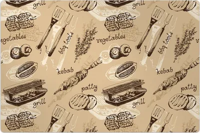 Produktbild von Küchenmatte 60x90 cm Vinylmatte Bodenmatte Dekoration - Barbecue Essen