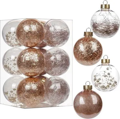 Produktbild von Famanu Weihnachtsbaumkugeln 8 cm, 12 Stück - Transparent, Acryl