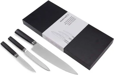 Produktbild von Famanu Kochmesserset - 20 cm rostfreies japanisches Küchenmesser - Fleischmesser - Holzgriff