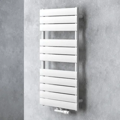 Image de doporro Radiateur de Salle de Bain Sèche-Serviette 100x50cm Radiateur à Eau Chaude Vertical Blanc Sèche-serviettes de Salle de Bains
