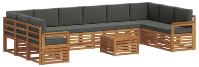Image de vidaXL Ensemble de canapés d'extérieur avec coussins 11 pièces Nature et Anthracite