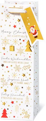 Produktbild von Geschenktaschen Flasche Weihnachten Frohe Weihnachten Merry Christmas mehrsprachig
