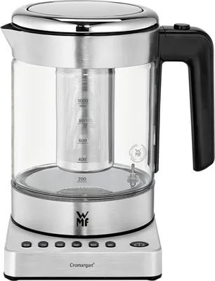 Produktbild von WMF Küchenminis 2 in 1 Vario Wasserkocher mit Temperatureinstellung, 1l, 1900 W, Teekocher Glas mit Teebeutelhalter und Sieb