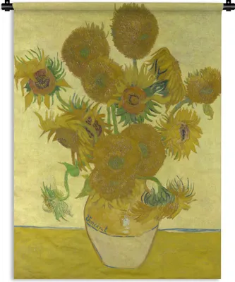 Produktbild von MuchoWow® Wandteppich Wandbehang Sonnenblumen - Vincent van Gogh 120x160 cm Tapisserie Dekoration Wandtuch - Wohnzimmer - Moderne