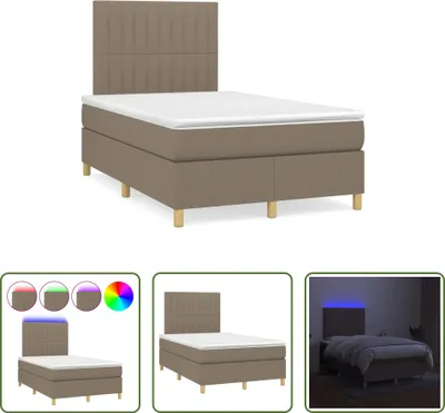 Produktbild von The Living Store Boxspringbett mit Matratze & LED Taupe 120x190 cm Stoff