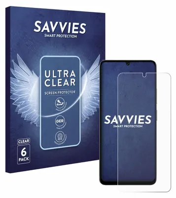 A product box and a smartphone with a screen protector are shown.
