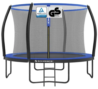 Produktbild von Trampolin für Kinder - Gartentrampolin - Sicherheitsnetz - Gebogene Pfosten - Für den Garten - Einfache Montage - Blau/Schwarz