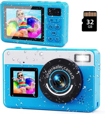 Immagine prodotto di Fotocamera reflex a doppio schermo impermeabile - 48 MP - 2,7K - Scheda di memoria da 32 GB - con autofocus