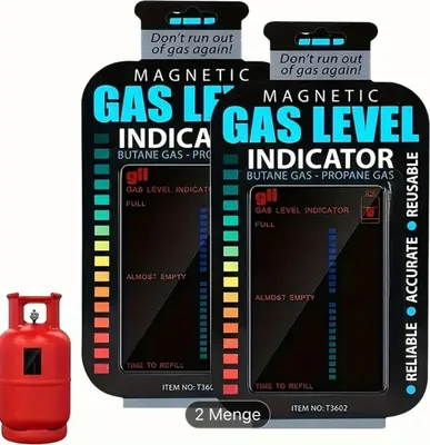 Image de set de 2 indicateurs de niveau de gaz magnétiques | Vérifier le niveau sans outils | Réutilisable pour bouteille de gaz, camping, barbecue & camping-car