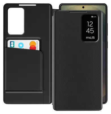 Zdjęcie produktu dla Avizar, etui z okienkiem dla Samsung Galaxy S25 Ultra ze składanym uchwytem na karty, czarne
