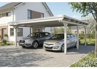 Produktbild von Doppelcarport SKAN HOLZ Emsland inkl. EPDM Folie, Pfostenanker 609 x 604 cm weiß