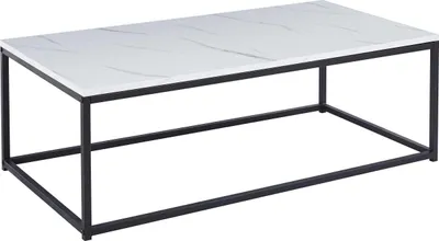 Zdjęcie produktu dla Stolik kawowy dekoracyjny z białego marmuru - Dallas | wys. 40 x szer. 120 x gł. 60 cm