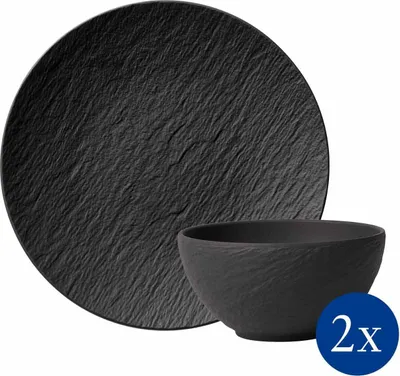 Produktbild von Villeroy & Boch Manufacture Rock Frühstück Set 4-teilig schwarz
