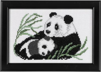 Produktbild von Permin Kreuzstich Stickpackung "Panda mit Junge", Zählmuster, 14x9cm, 13-9415