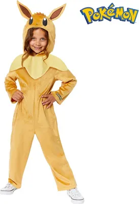 Pokemon Kostüm Evoli für Kinder 3-10 Jahre braun Filmheld Tier Fasching Karneval Mottoparty Lizenzkostüm Manga Comic Serie Kinderfasching