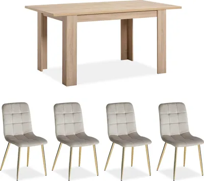 Obrázok produktu pre Homestyle4u Jedálenský set so 4 stoličkami Jedálenský stôl Jedálenský set rozťahovací
