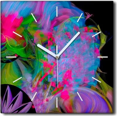 Produktbild von Coloray Uhr auf Leinwand 30x30 cm Wand Uhr Dekoration Wohnzimmer Segeltuch weiße Zeiger -Abstraktion Kunstkunst