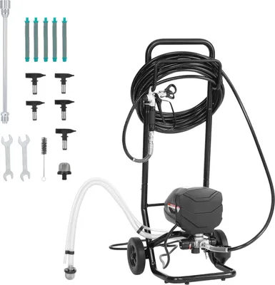 Obrázek produktu pro SucceBuy bezvzduchový stříkací systém se stojanem, příkonem 640 W a tlakem 3000 psi, včetně čisticího kartáče, hadice, prodlužovací tyče a trysek - ideální pro použití v domácnostech a budovách