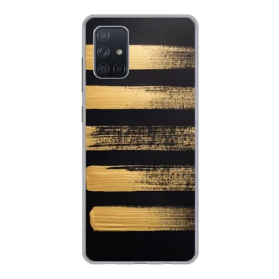 Produktbild von MuchoWow® Handyhülle Schutzhülle Hülle für Samsung Galaxy A51 Muster aus goldener Farbe auf schwarzem Hintergrund Silikon Softcase Handy Hülle - Schutzabdeckung