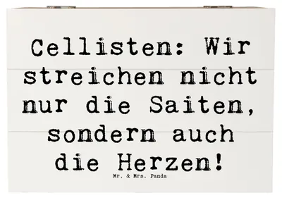 Produktbild von Mr. & Mrs. Panda Box Spruch Cello Herz 22 x 15 cm - Weiß - Geschenk, Musikinstrument, Gefühl, geschenkkiste, schmuckbox, Musik, Klassische, Musiker, Geschenkbox, Lernen