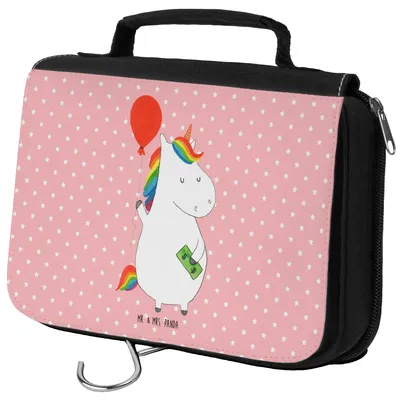 Produktbild von Mr. & Mrs. Panda kosmetiktäschchen Einhorn Luftballon - Rot Pastell - Geschenk, Geld, Einhörner, Kulturtasche, Unicorn, Kosmetiktasche, kulturtäschchen, beautycase