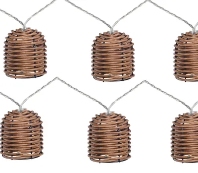 Lichterkette mit 15 Rotanbällen, 4,57 m, LED, batteriebetrieben