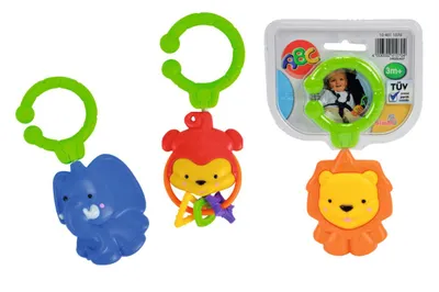 Produktbild von Simba 104011070 - ABC Rassel mit Anhängeclip 8 cm, 3-sort.