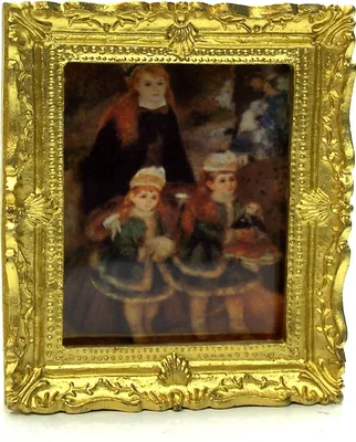 Produktbild von Miniatur Bild 'Wheinachten'. Für 1:12 Puppenhaus. Rahmen goldfarbig. 7,5x6 cm