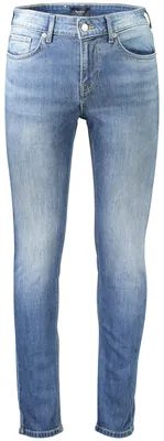 Image de Jean skinny pour hommes, couleur bleu, effet usé, taille moyenne