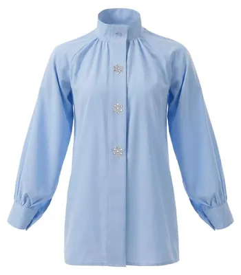 Produktbild von Elegante Langarm-Bluse mit Stehkragen und markanten Knöpfen