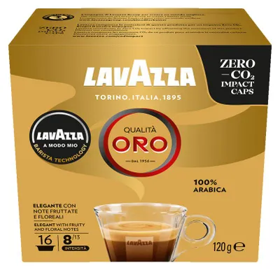 Productafbeelding van Lavazza Qualità Oro, koffiekapsules, espresso, medium branding, geschikt voor A Modo Mio, 16 porties, houdbaar tot: 24 maanden