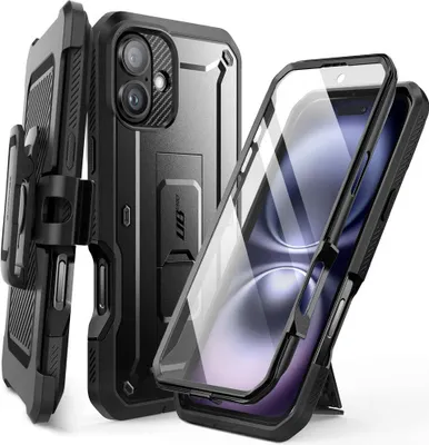 Zdjęcie produktu dla Etui Supcase 360 Backcase z osłoną ekranu do iPhone'a 16 Plus - Czarny