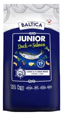 Produktbild von Baltica Junior Ente mit Lachs L/XL 12kg Getreidefreies Trockenfutter für Welpen großer und sehr großer Rassen